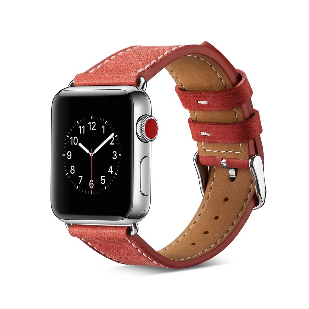 Bracelet en cuir Apple Watch 41mm Series 8, rouge