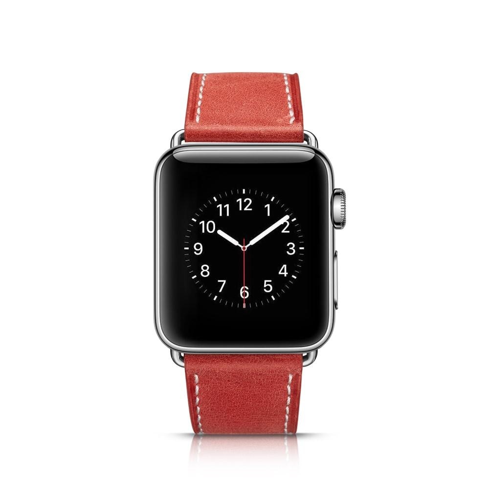 Bracelet en cuir Apple Watch Ultra 49mm, rouge