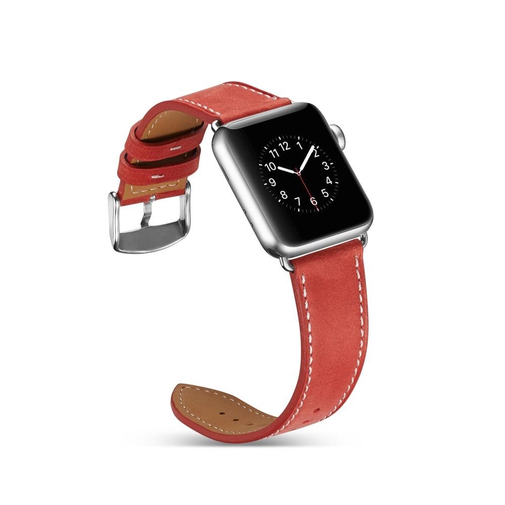 Bracelet en cuir Apple Watch Ultra 49mm, rouge