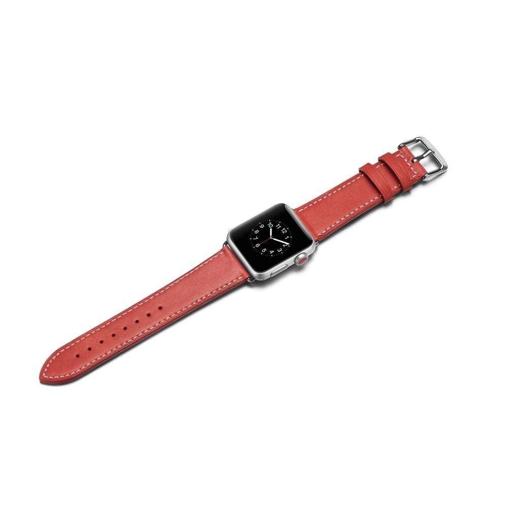 Bracelet en cuir Apple Watch Ultra 49mm, rouge