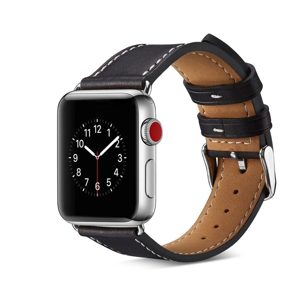 Bracelet en cuir Apple Watch Ultra 49mm 2nd Gen, Noir