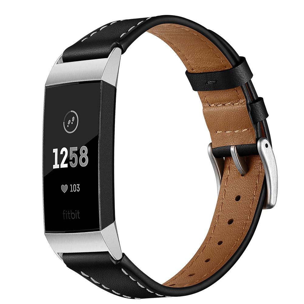 Bracelet en cuir Fitbit Charge 3/Charge 4, Noir