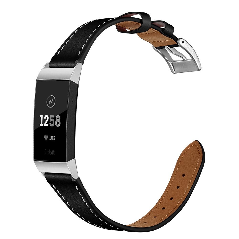 Bracelet en cuir Fitbit Charge 3/Charge 4, Noir