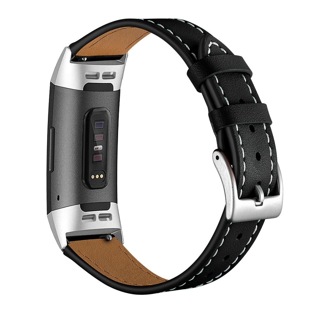 Bracelet en cuir Fitbit Charge 3/Charge 4, Noir