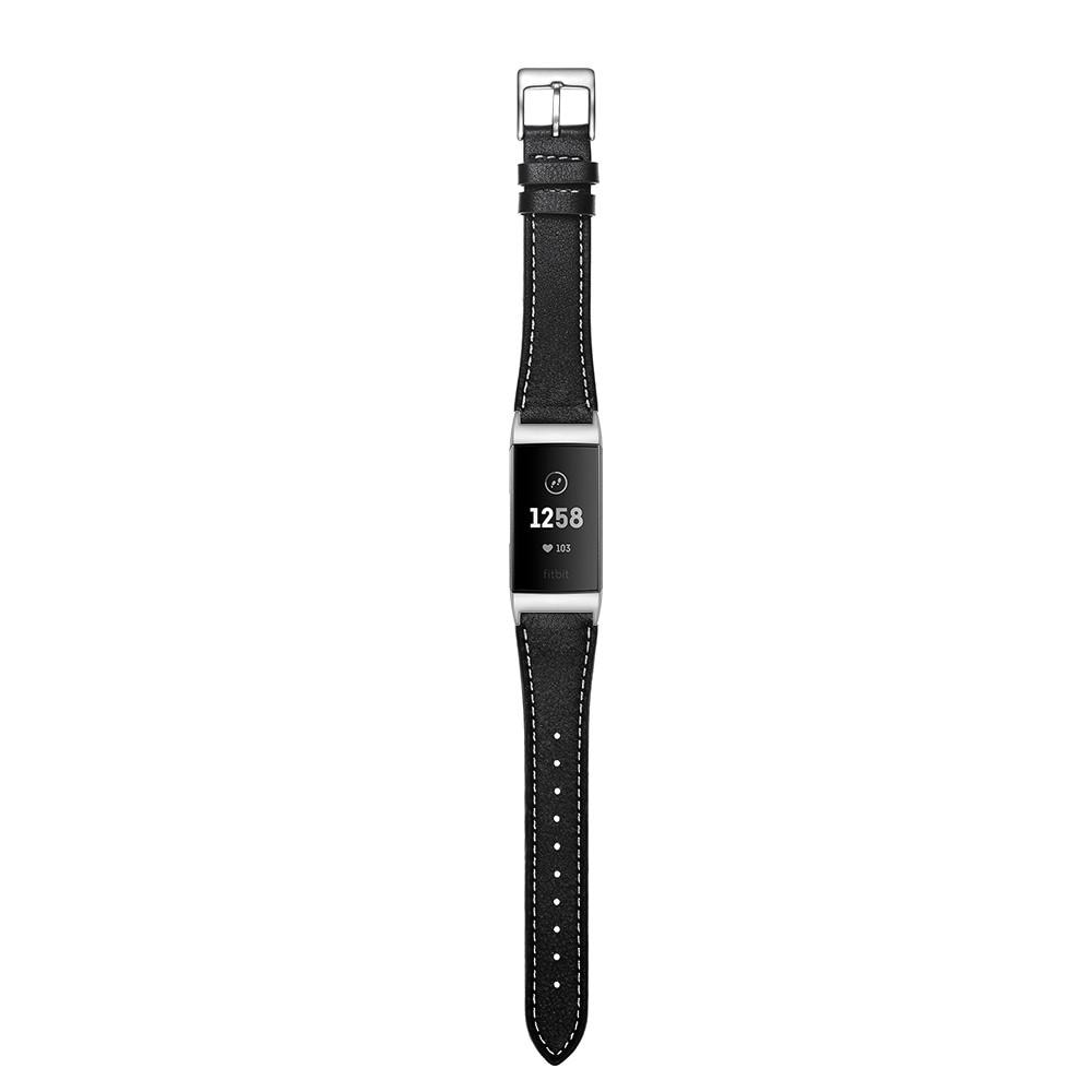 Bracelet en cuir Fitbit Charge 3/Charge 4, Noir