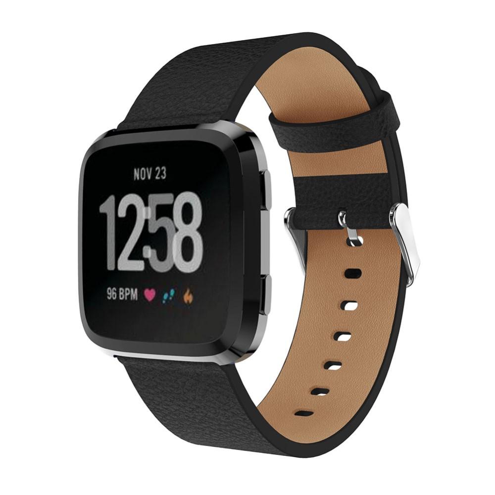 Bracelet en cuir Fitbit Versa/Versa 2, Noir