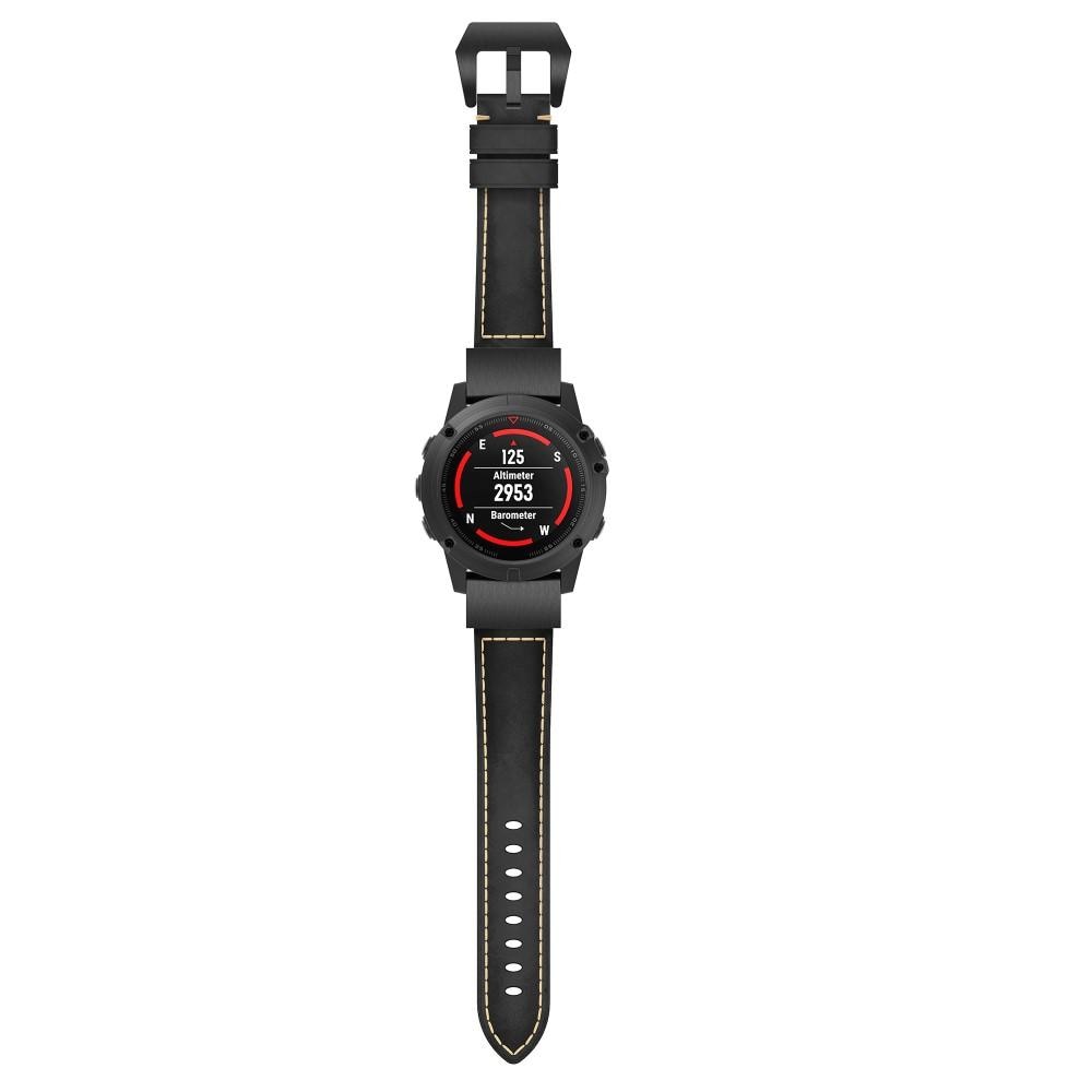 Bracelet en cuir Garmin Fenix 5/5 Plus, noir