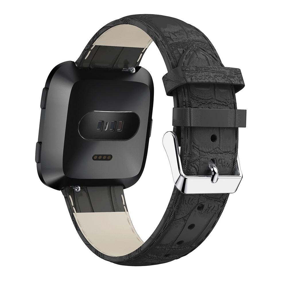 Croco Bracelet en cuir Fitbit Versa/Versa 2 Noir