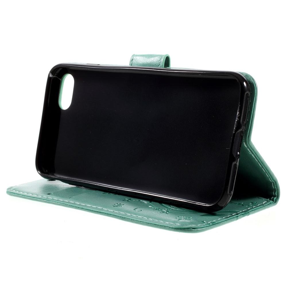 Étui en cuir à papillons pour iPhone 7, Vert