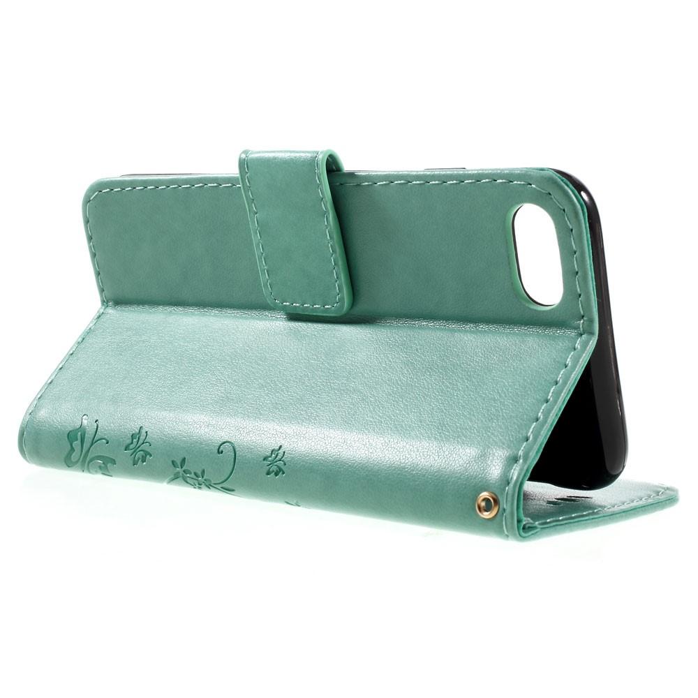 Étui en cuir à papillons pour iPhone 7, Vert