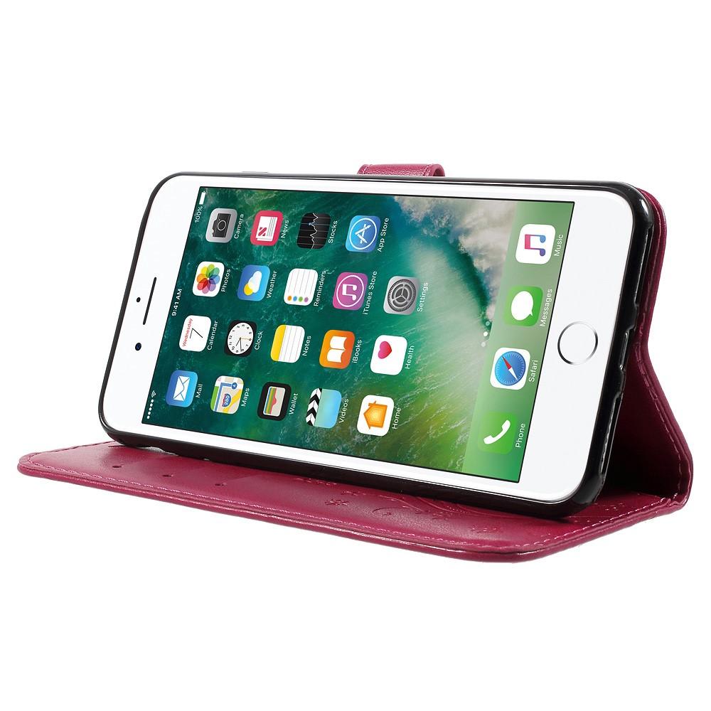 Étui en cuir à papillons pour iPhone 7 Plus/iPhone 8 Plus, Rose