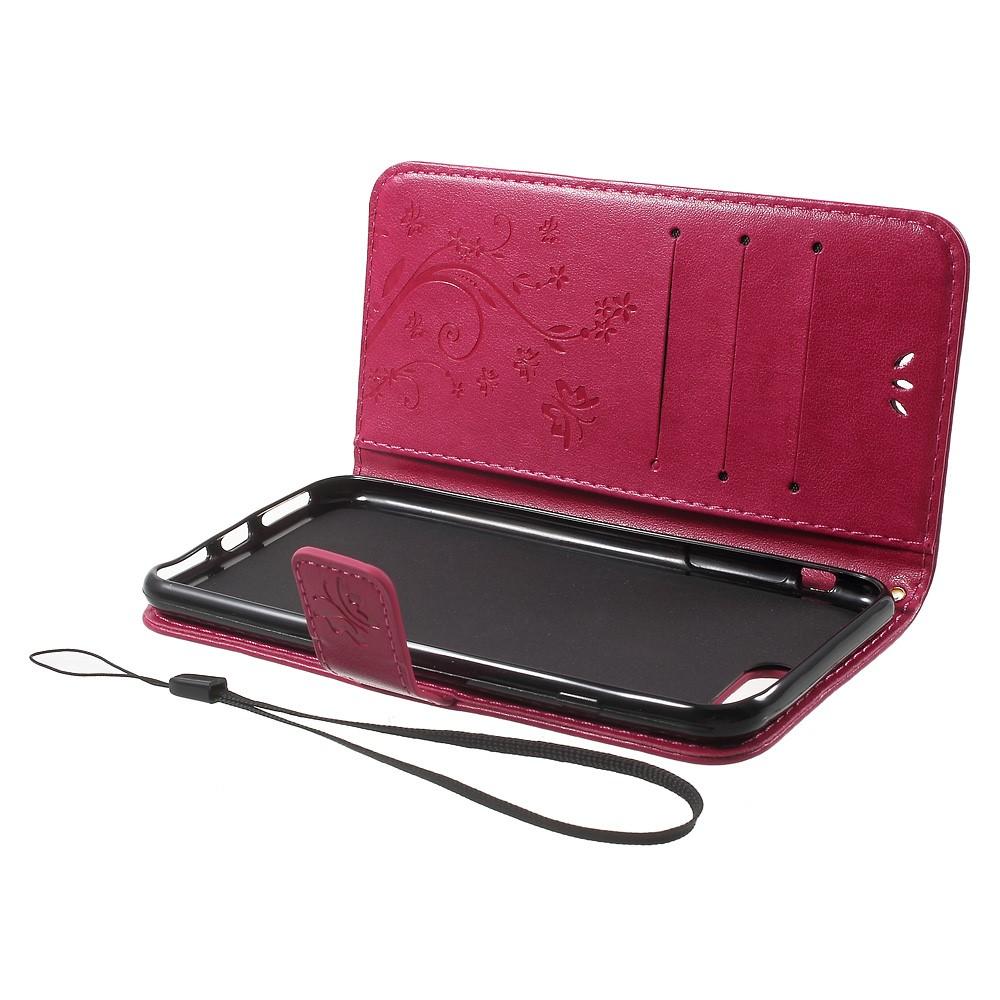 Étui en cuir à papillons pour iPhone 7 Plus/iPhone 8 Plus, Rose