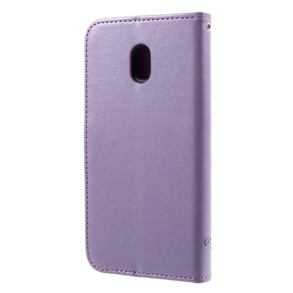 Étui en cuir à papillons pour Samsung Galaxy J3 2017, Violet