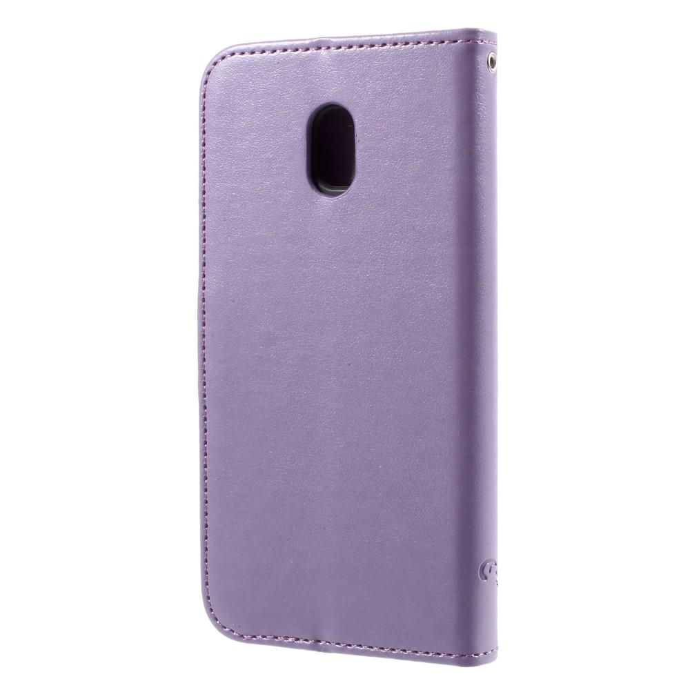 Étui en cuir à papillons pour Samsung Galaxy J3 2017, violet