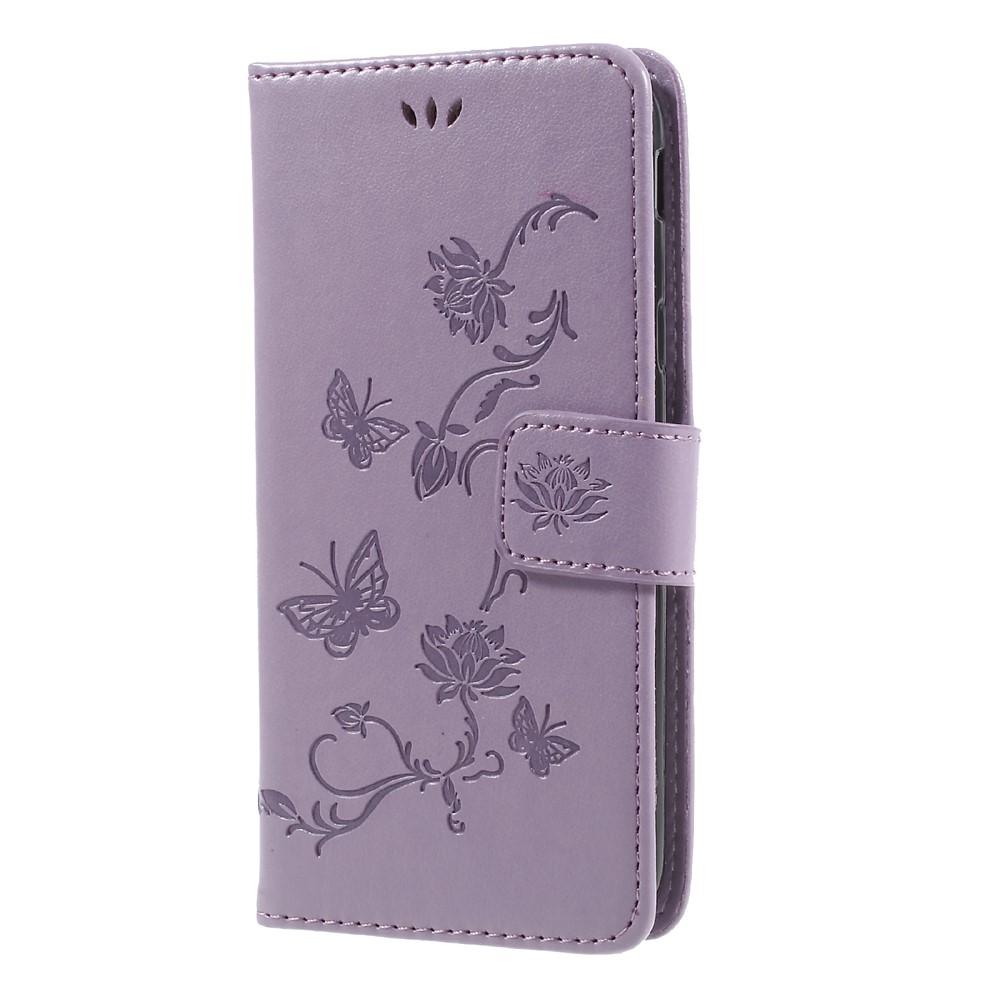 Étui en cuir à papillons pour Samsung Galaxy J5 2017, Violet