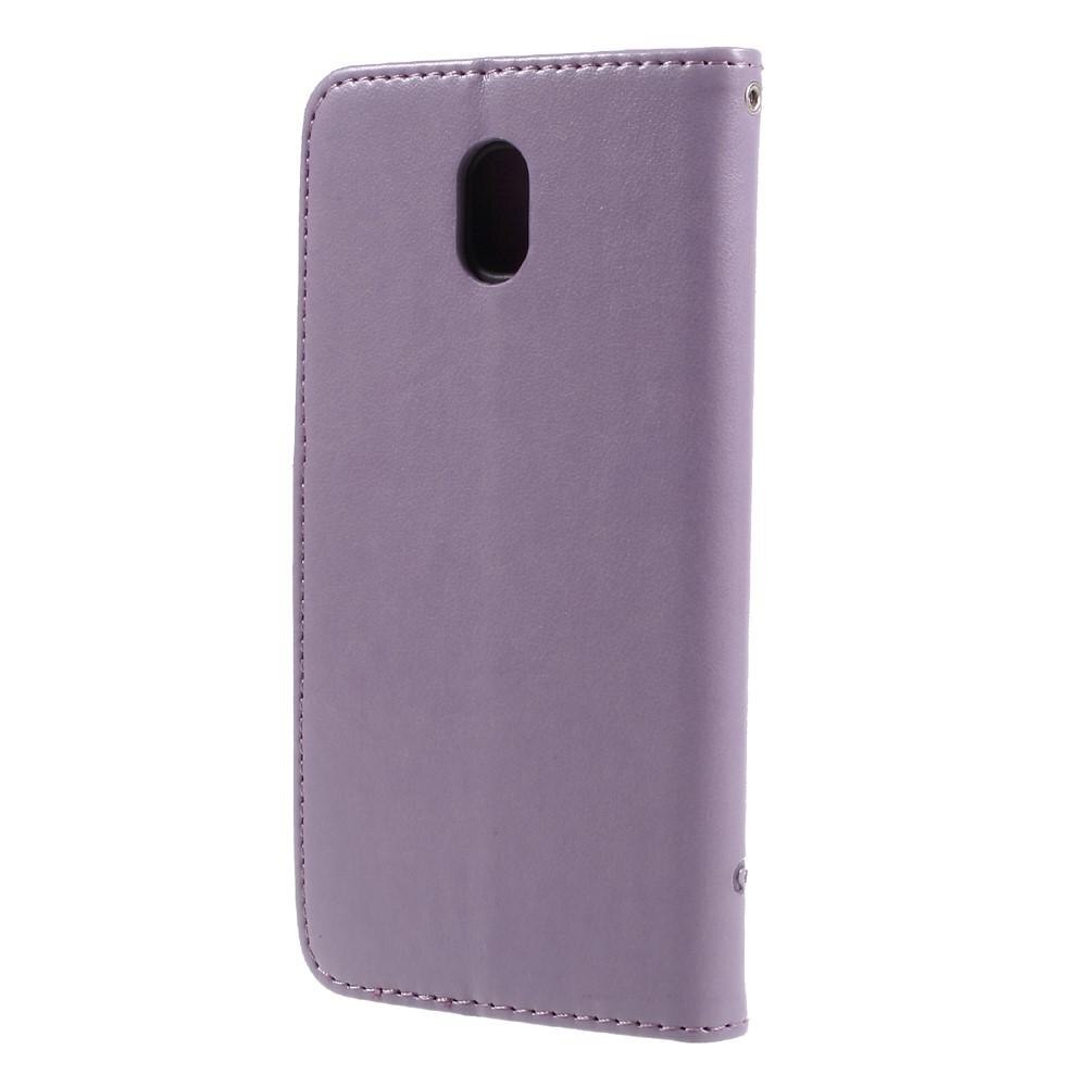 Étui en cuir à papillons pour Samsung Galaxy J5 2017, Violet