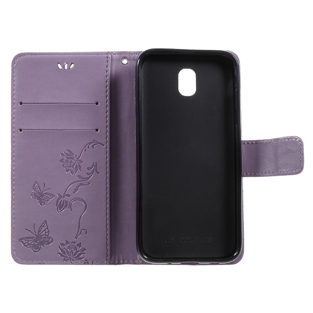 Étui en cuir à papillons pour Samsung Galaxy J5 2017, Violet