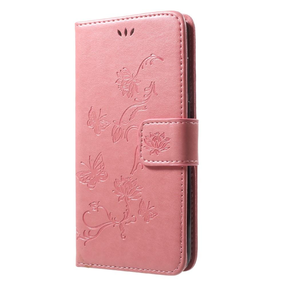 Étui en cuir à papillons pour Huawei Honor 9, rose