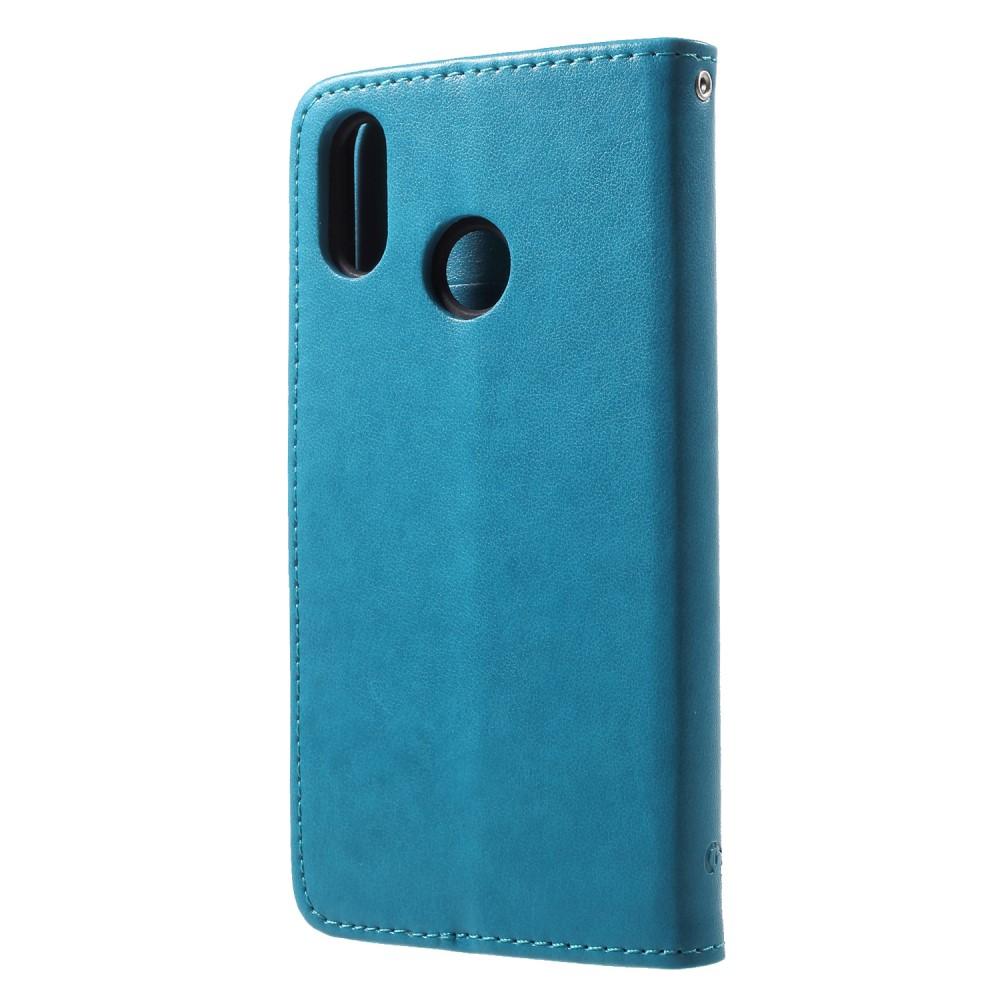 Étui en cuir à papillons pour Huawei P20 Lite, bleu