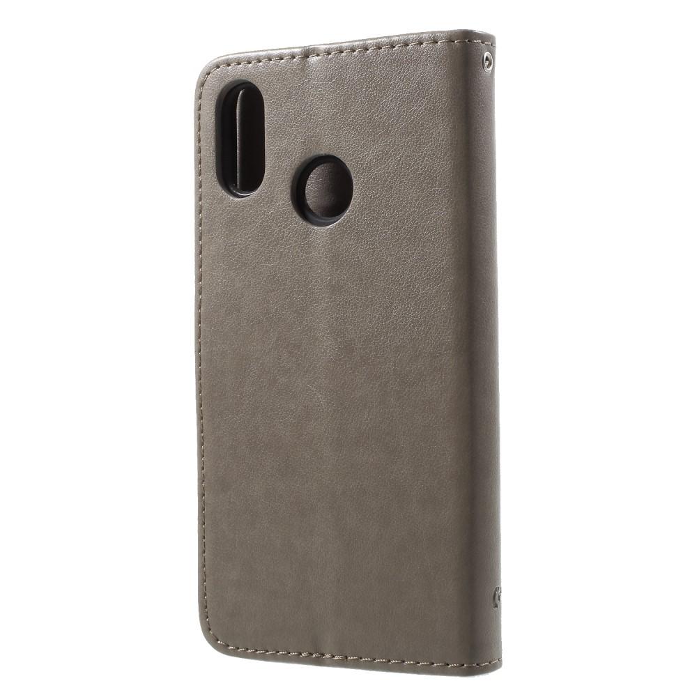 Étui en cuir à papillons pour Huawei P20 Lite, Gris