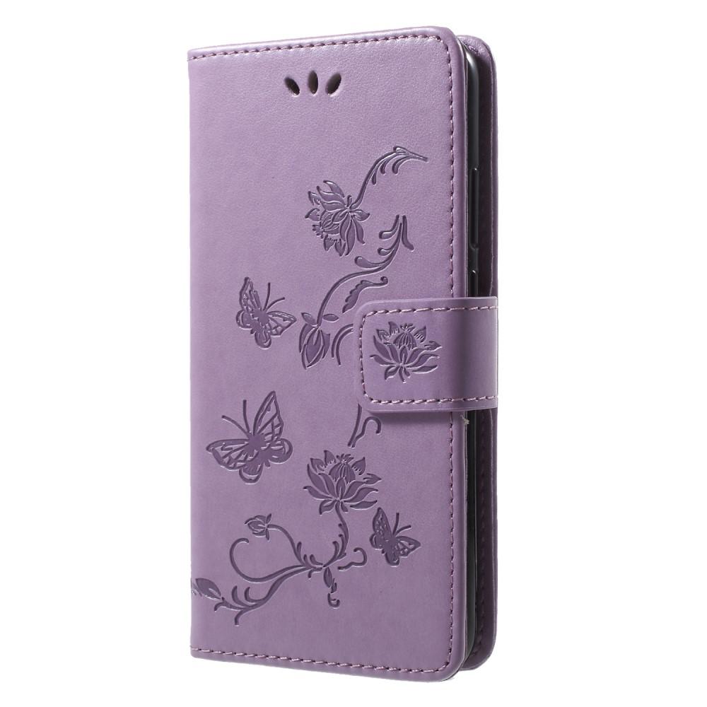Étui en cuir à papillons pour Huawei P20 Lite, violet
