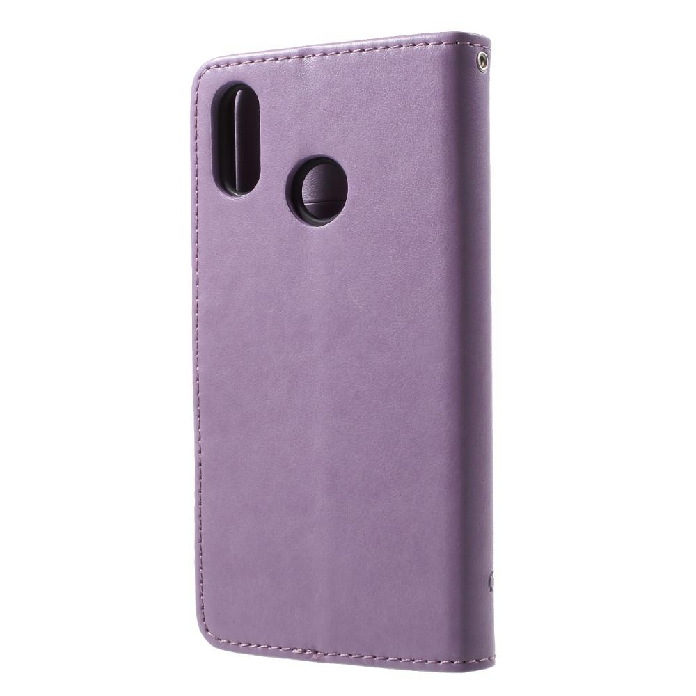 Étui en cuir à papillons pour Huawei P20 Lite, violet