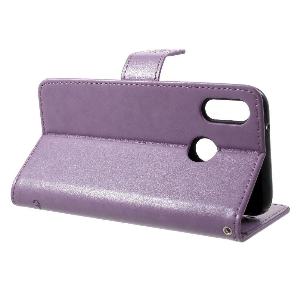 Étui en cuir à papillons pour Huawei P20 Lite, Violet