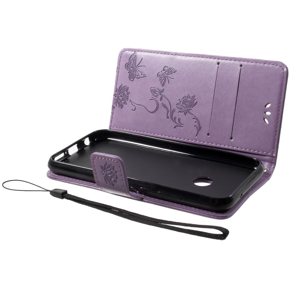 Étui en cuir à papillons pour Huawei P20 Lite, Violet