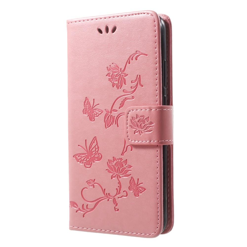Étui en cuir à papillons pour Huawei P20 Lite, Rose