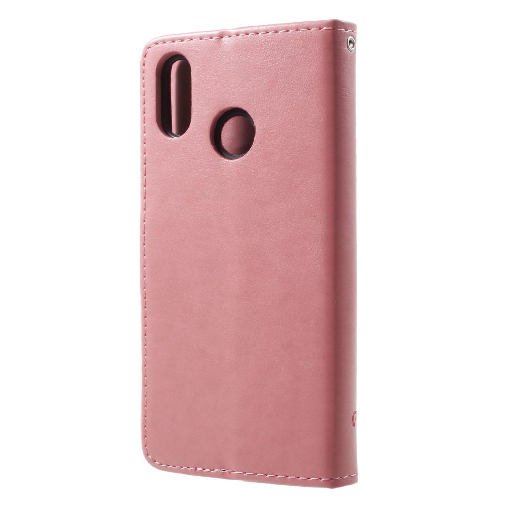 Étui en cuir à papillons pour Huawei P20 Lite, rose