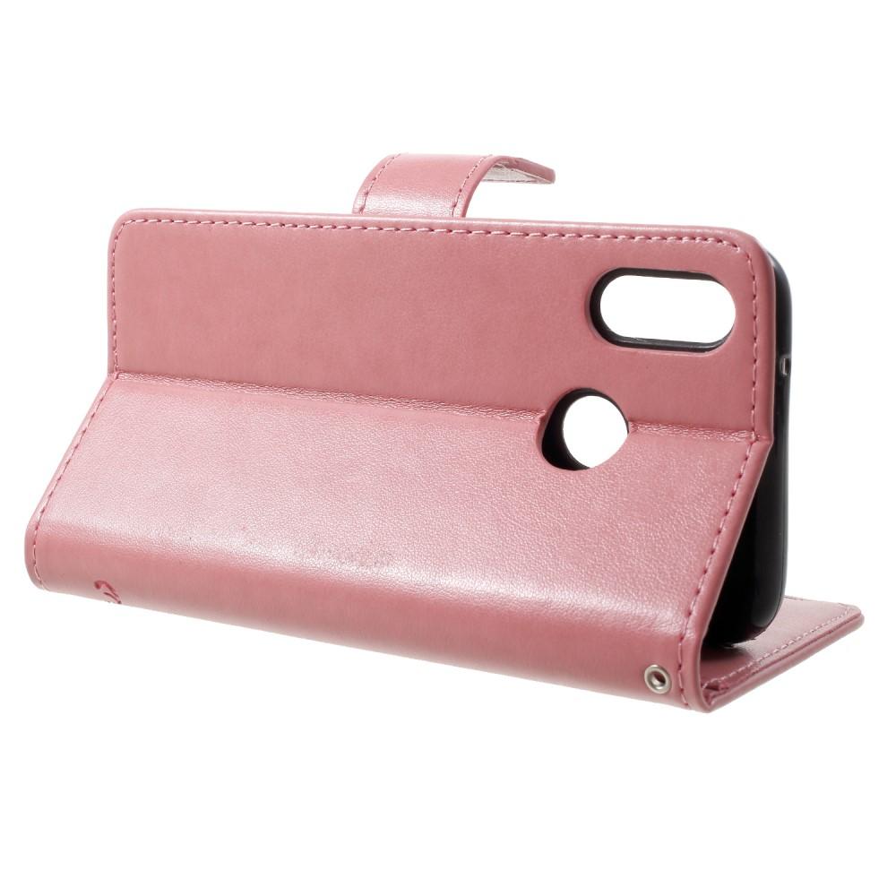 Étui en cuir à papillons pour Huawei P20 Lite, Rose