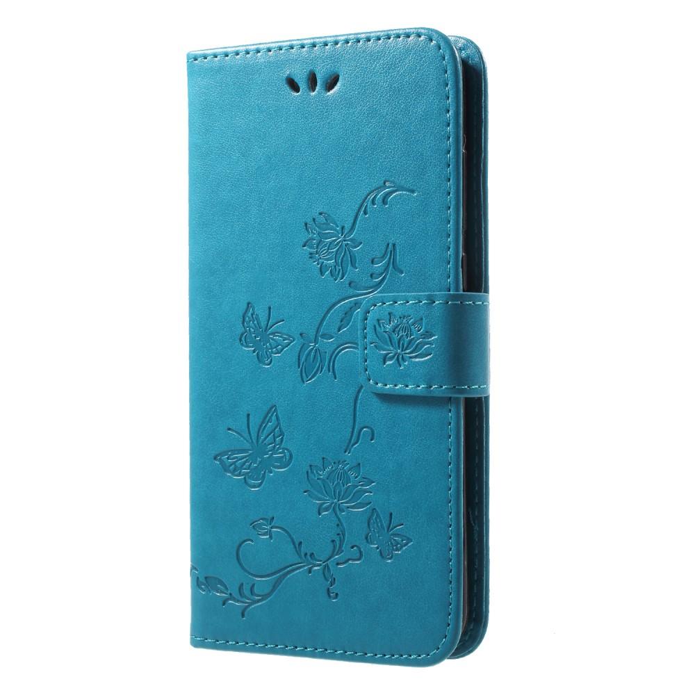 Étui en cuir à papillons pour Huawei P20 Pro, Bleu