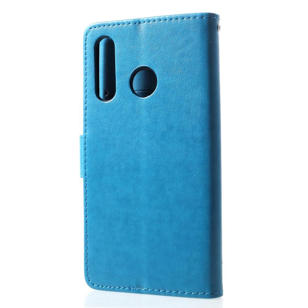 Étui en cuir à papillons pour Huawei P30 Lite, Bleu