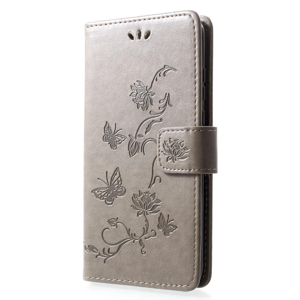 Étui en cuir à papillons pour Huawei P30 Lite, Gris