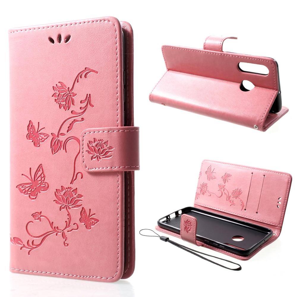 Étui en cuir à papillons pour Huawei P30 Lite, Rose