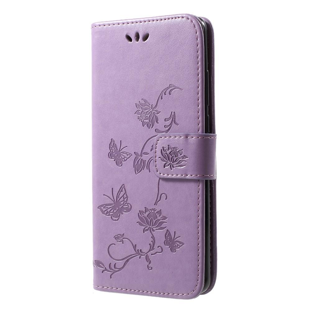 Étui en cuir à papillons pour Huawei P30 Pro, violet