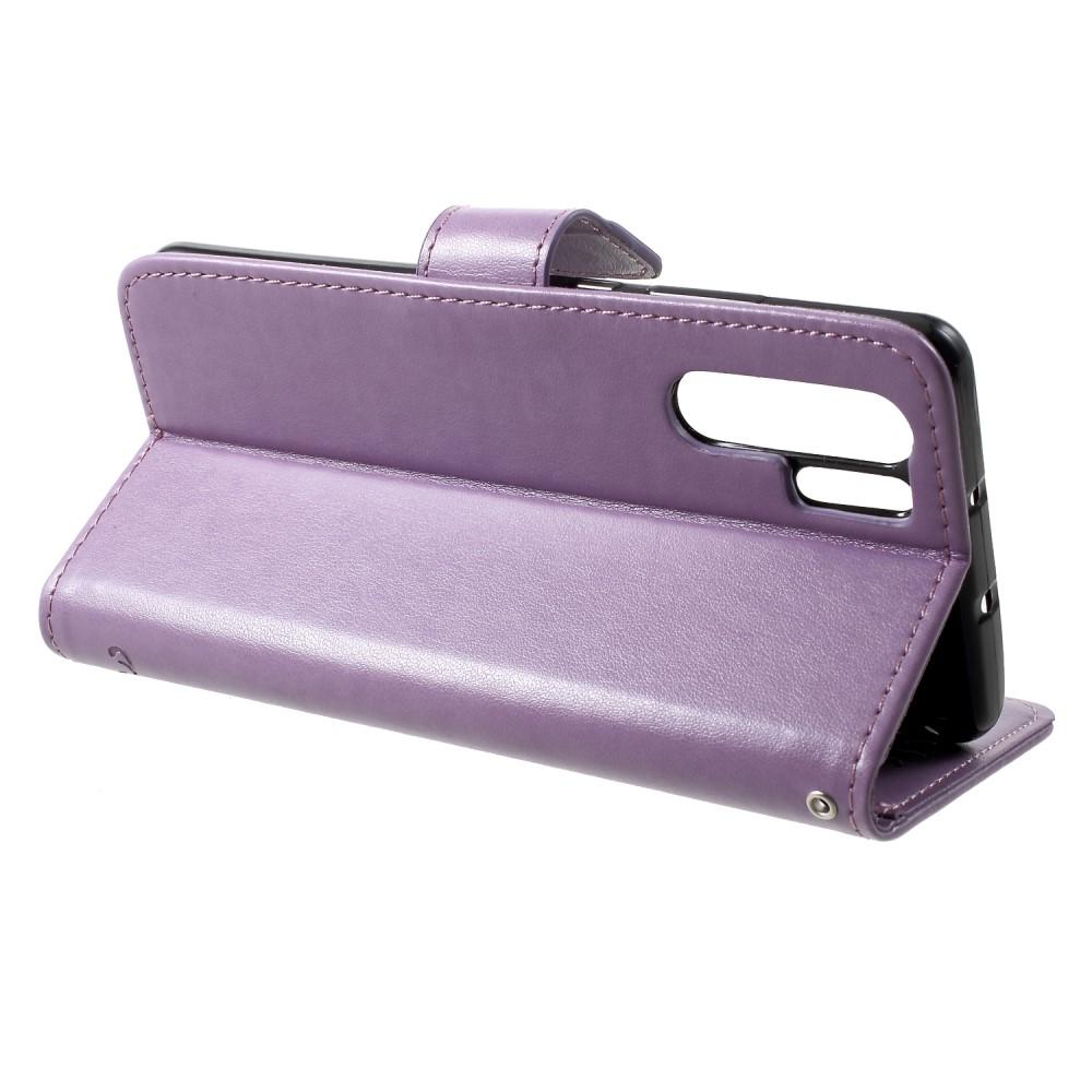 Étui en cuir à papillons pour Huawei P30 Pro, Violet