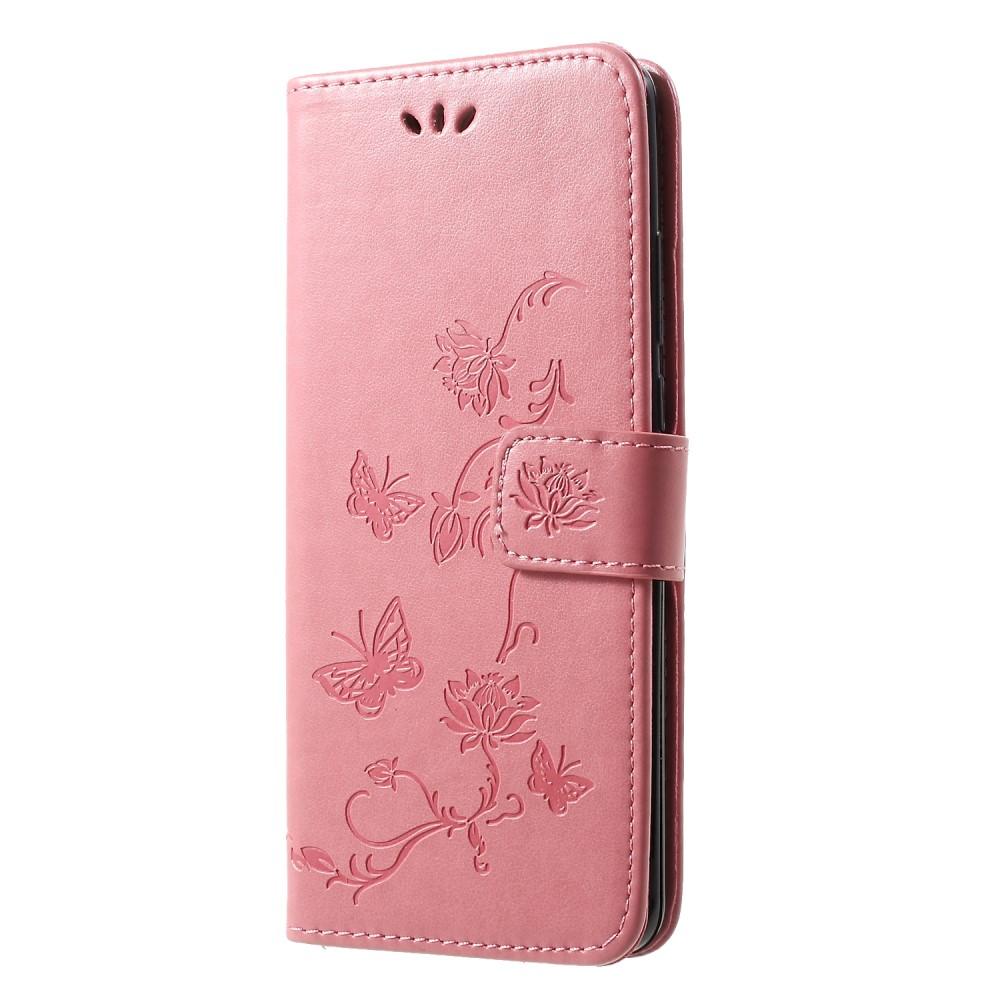 Étui en cuir à papillons pour Huawei P30 Pro, rose