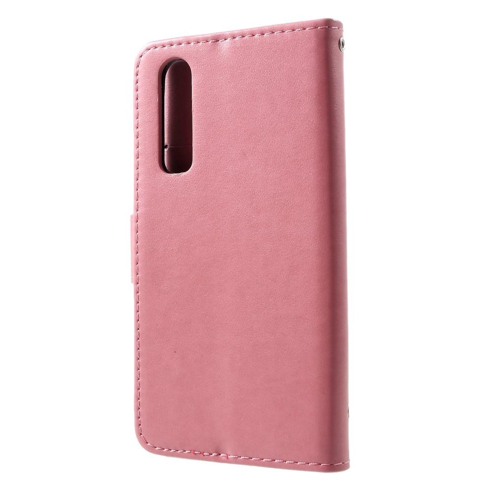 Étui en cuir à papillons pour Huawei P30, Rose