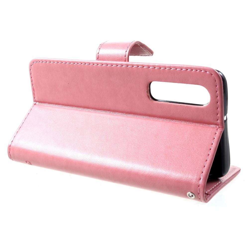 Étui en cuir à papillons pour Huawei P30, Rose