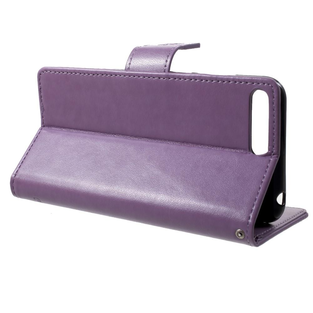 Étui en cuir à papillons pour Huawei Y6 2018, Violet