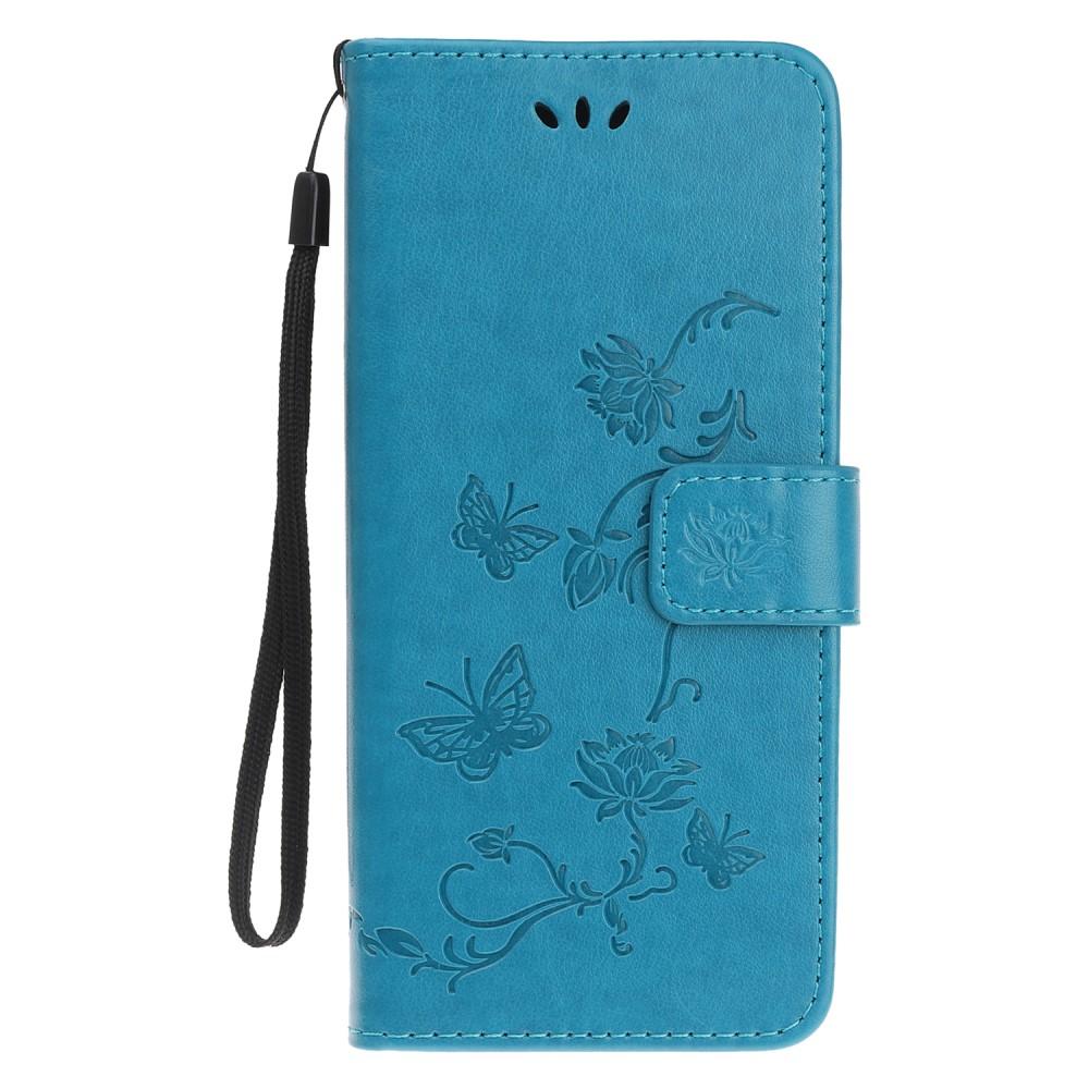 Étui en cuir à papillons pour iPhone 11, Bleu