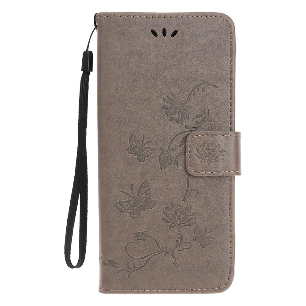Étui en cuir à papillons pour iPhone 11, Gris