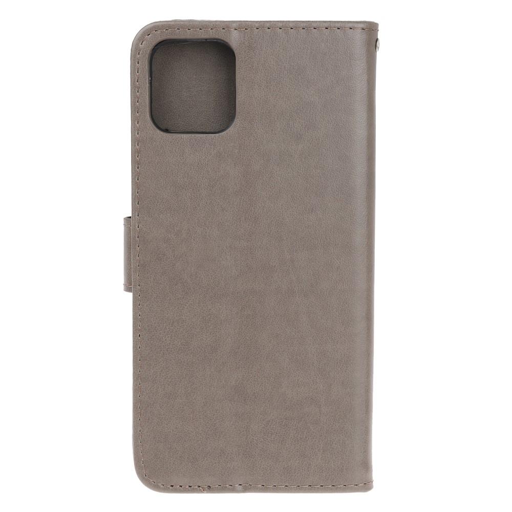 Étui en cuir à papillons pour iPhone 11, Gris