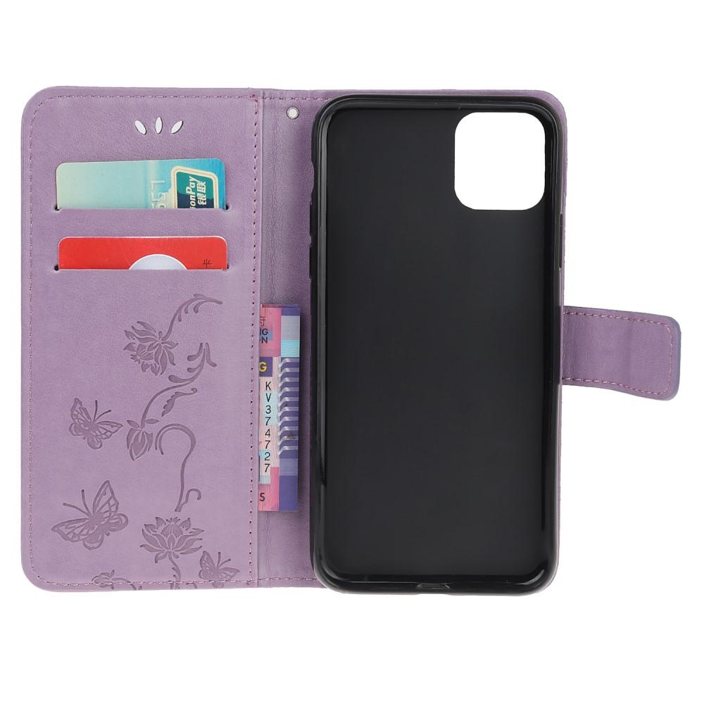 Étui en cuir à papillons pour iPhone 11, Violet