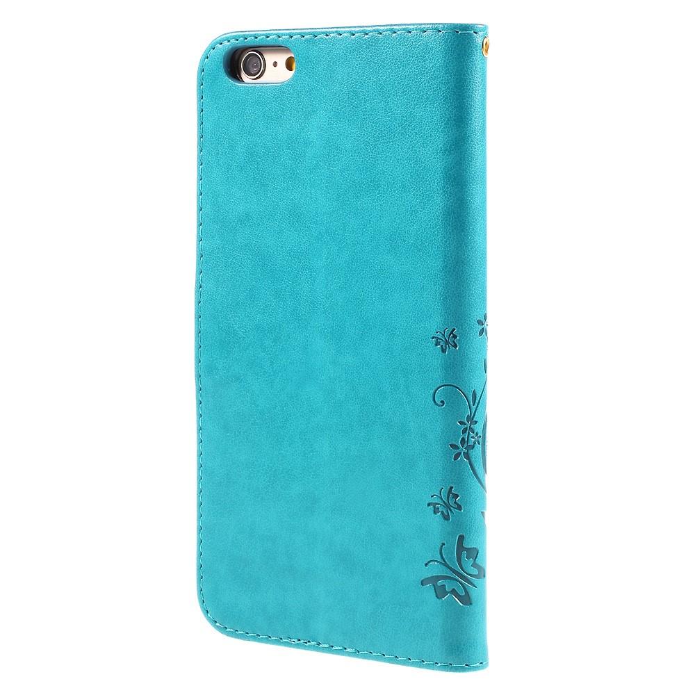 Étui en cuir à papillons pour iPhone 6 Plus/6S Plus, Bleu