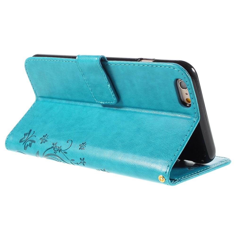 Étui en cuir à papillons pour iPhone 6 Plus/6S Plus, Bleu