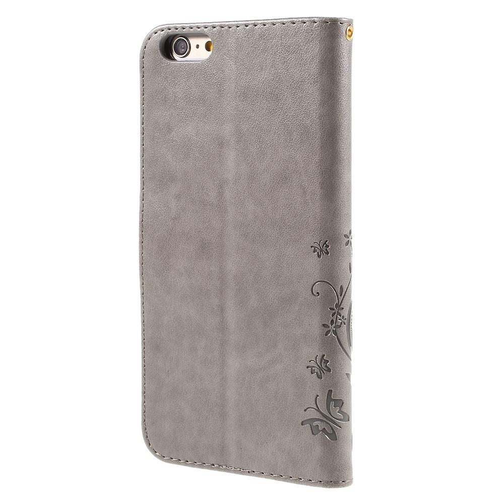 Étui en cuir à papillons pour Apple iPhone 6 Plus/6S Plus, Gris