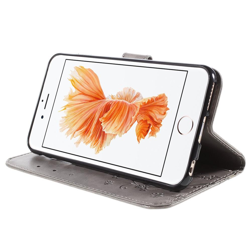 Étui en cuir à papillons pour Apple iPhone 6 Plus/6S Plus, Gris