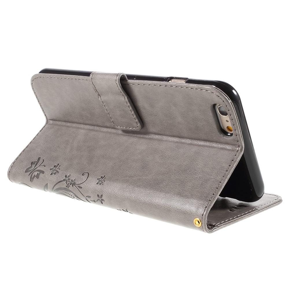 Étui en cuir à papillons pour Apple iPhone 6 Plus/6S Plus, Gris